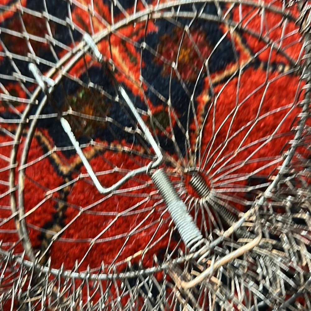 💡🔌Old fishing basket turned eclectic hanging basket l light! 31” long w handle